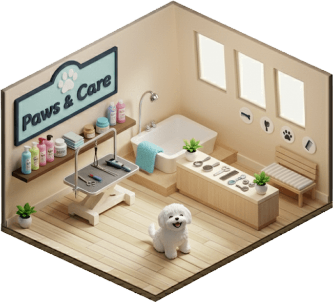 isometric view of pet grooming